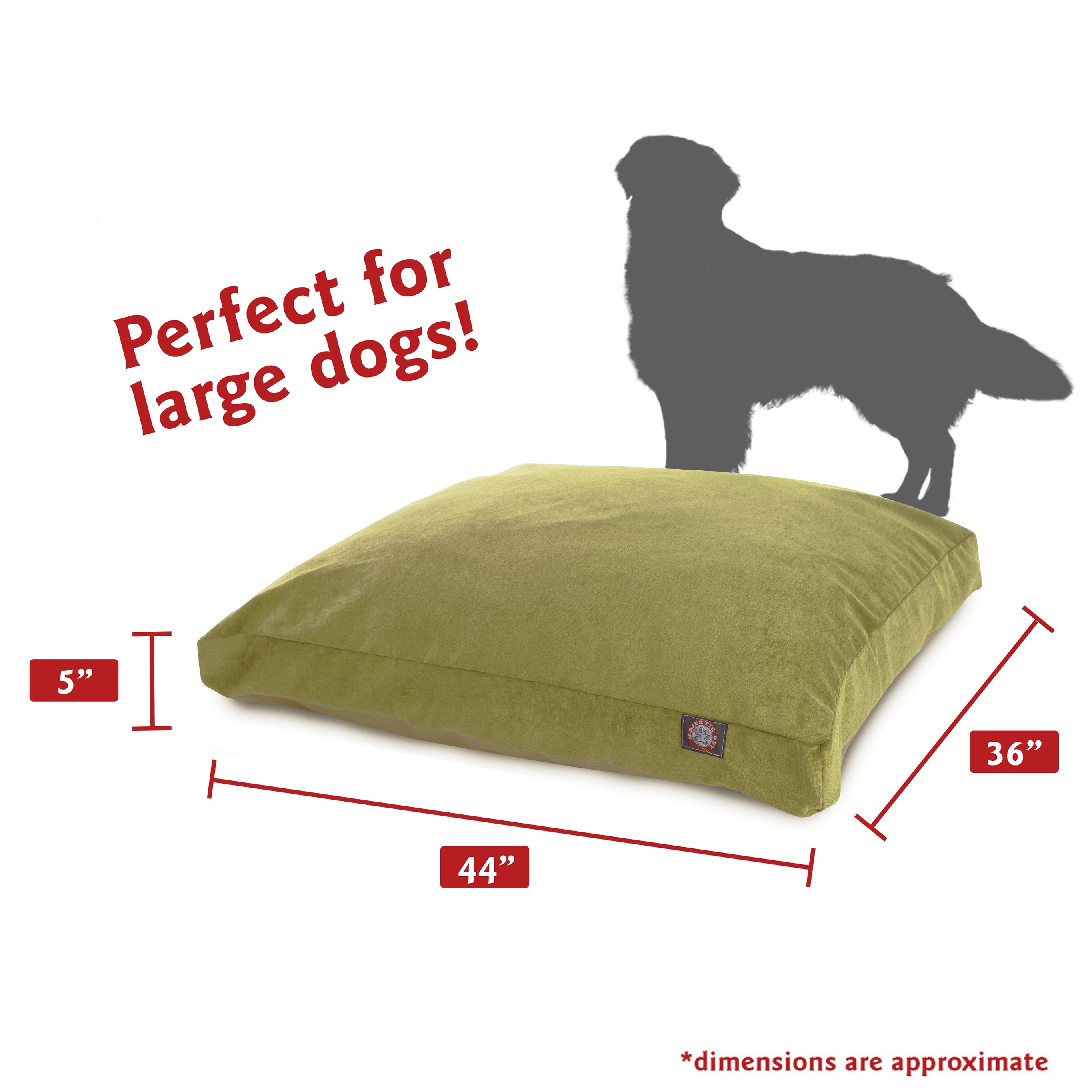 Majestic Pet | Villa Velvet Rectangle Pet Bed For Dogs, Removable Cover, Apple, Large
