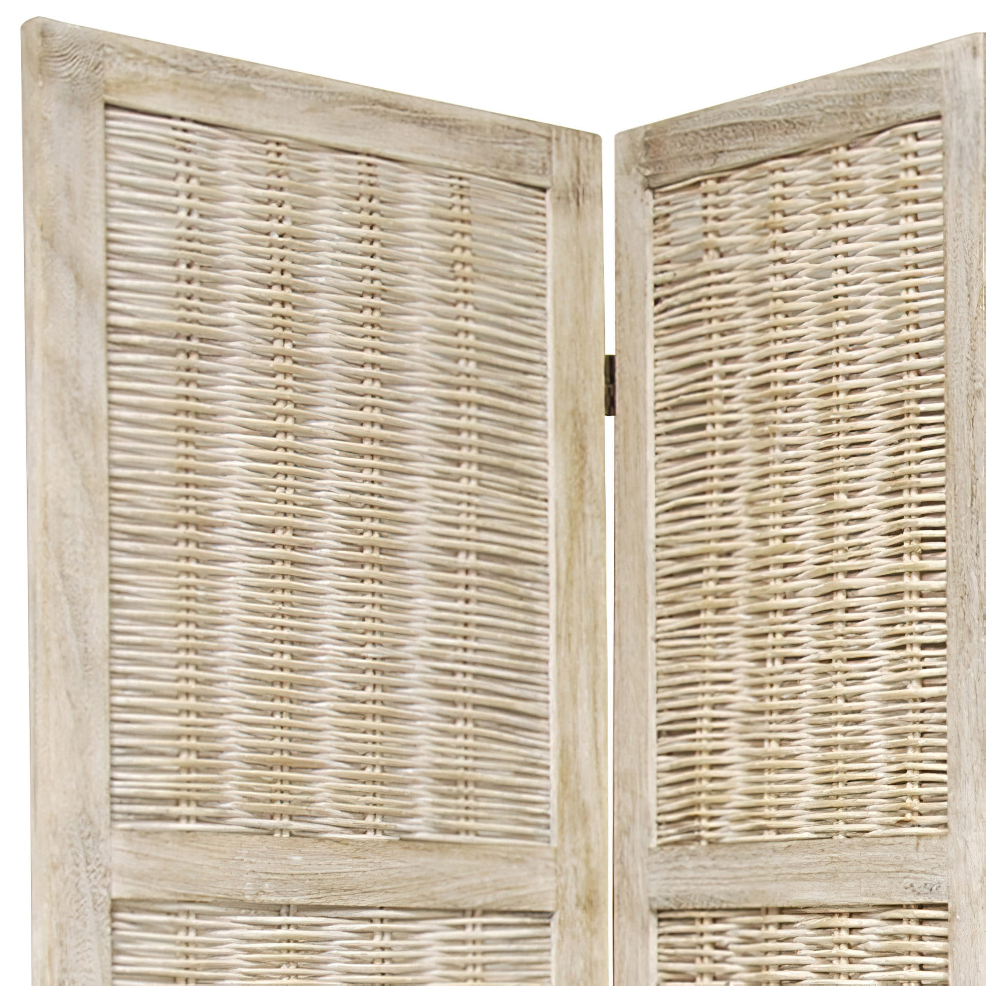 Oriental Furniture 5 1/2 ft. Tall Bamboo Matchstick Screen - White - 4 Panel