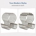 thumbnail image 6 of Bathway Shower Curtain Hooks Nickel Shower Curtain Rings with Cylindrical Design, 12Pcs Metal Shower Curtain Hooks Rust Proof, Smooth Glide Double Shower Hooks Rings for Shower Curtain, 6 of 7