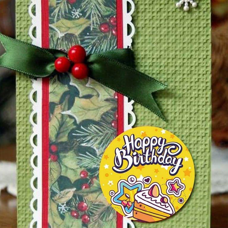 Happy Birthday Stickers Roll - 500 Round Kraft Paper Cake Labels For Gifts