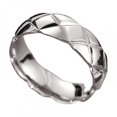 thumbnail image 1 of Geometric Faceted Rings Carved Rhombus Pattern Gift For Men Women Silver, 1 of 3