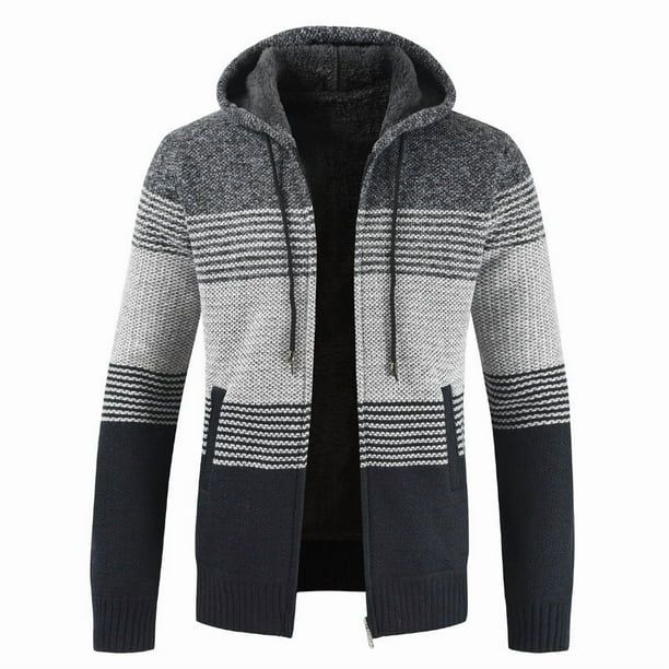 Sudadera con capucha para hombre, tejido de punto, sudadera, suéter, chaqueta, abrigo, para hombre, otoño e invierno, forro polar, gruesa y cálida, sudadera con capucha, cárdigan, suéter, tejido