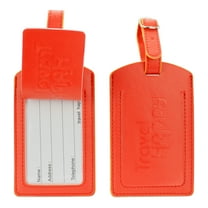 PU Leather Luggage Tags, Travel ID Bag Tags - Set of 2 (Red)