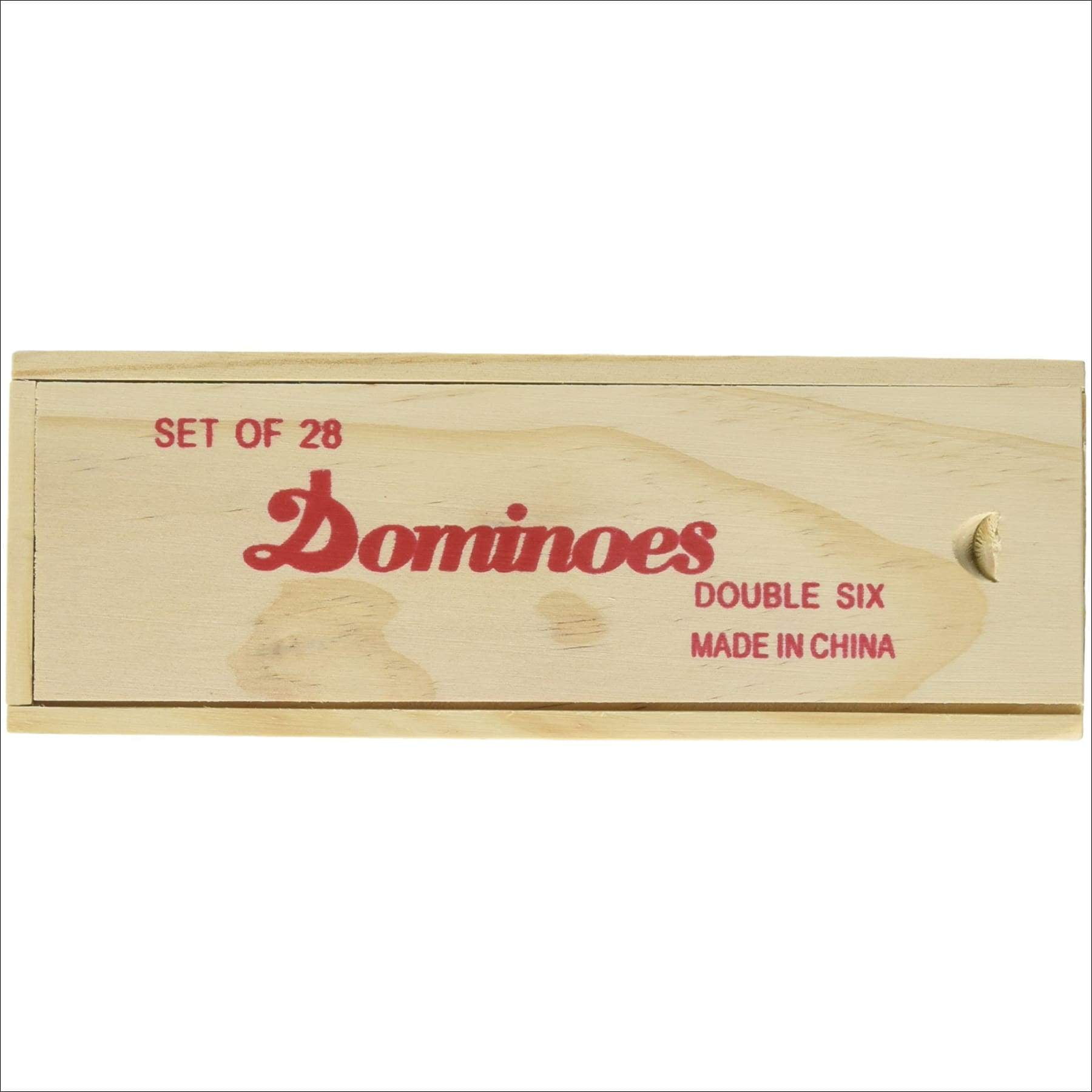 Premium Set of 28 Double Six Dominoes with Plain Wood Case