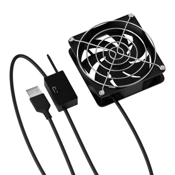 WINDLAND USB Powered Temperature Control Cooling Fan 3 Speed Adjustable Thermostat 8x8cm for Router Set Top Box Gaming Console