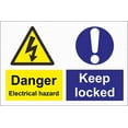 thumbnail image 1 of Size: 16" x 12" Danger Electrical Hazard Keep Locked Tin Sign Warning Sign, 1 of 5