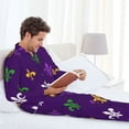 thumbnail image 6 of Daiia Purple Mardi Gras for Men's Long-Sleeved Pajama Set – Soft & Comfortable Sleepwear Button-Up Pajamas Cozy Lounge Wear-Small, 6 of 7
