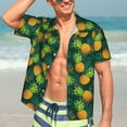 thumbnail image 4 of Uemuo Pineapples with Palm Leaves Printed Regular Fit Short Sleeve Casual Hawaiian Shirt for Men,Aloha shirt,Tropical shirt,Floral print shirt,Vacation Beach shirt-XX-Large, 4 of 9