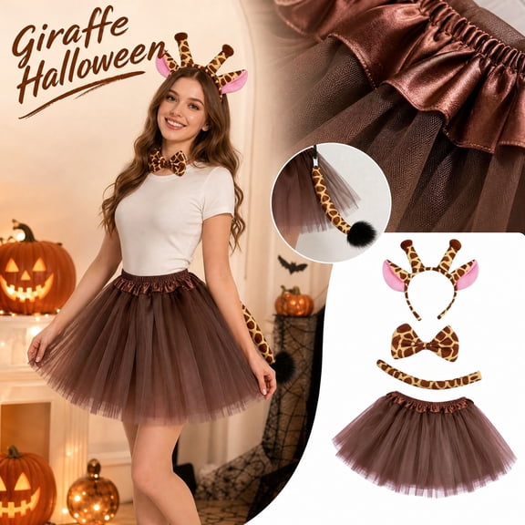 4 Pcs Tutu Skirt Costume Halloween Headband Costume Set Cosplay Skirt Party Costume Set for Party Dress Up Carnival Halloween Celebration and Photos