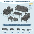 thumbnail image 2 of YODOLLA 7-Piece Aluminum Outdoor Patio Furniture Set, Dark Gray All-Weather Wicker Sectional Sofa Conversation Set, 2 of 7