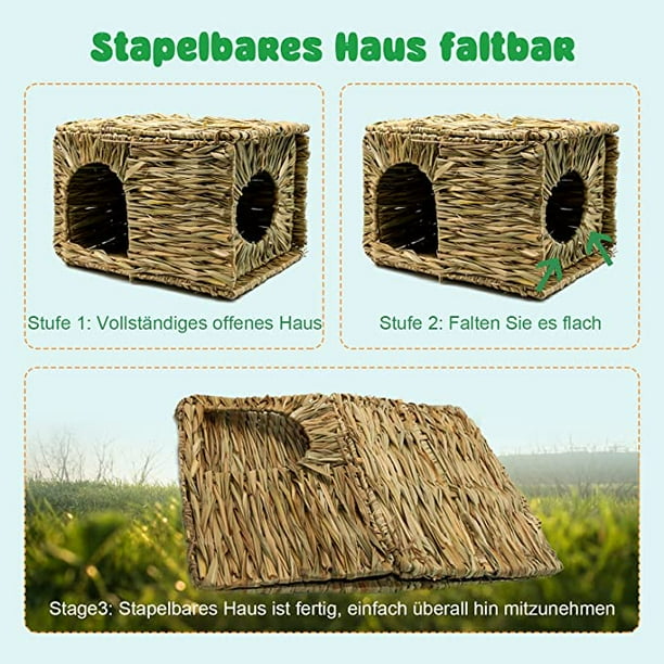 Shenmo Extra Large Rabbit Hay House Naturally Dried Foldable Woven Grass House For Rabbit Guinea Pig Chinchilla Ferret Playing And Sleeping