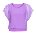 thumbnail image 3 of Women's Loose Casual Short Sleeve Batwing Sleeve Chiffon Top T-shirt BlouseS, 3 of 5
