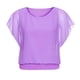thumbnail image 3 of Blusa holgada informal de manga corta con manga de murciélago y gasa para mujer, 3 of 5