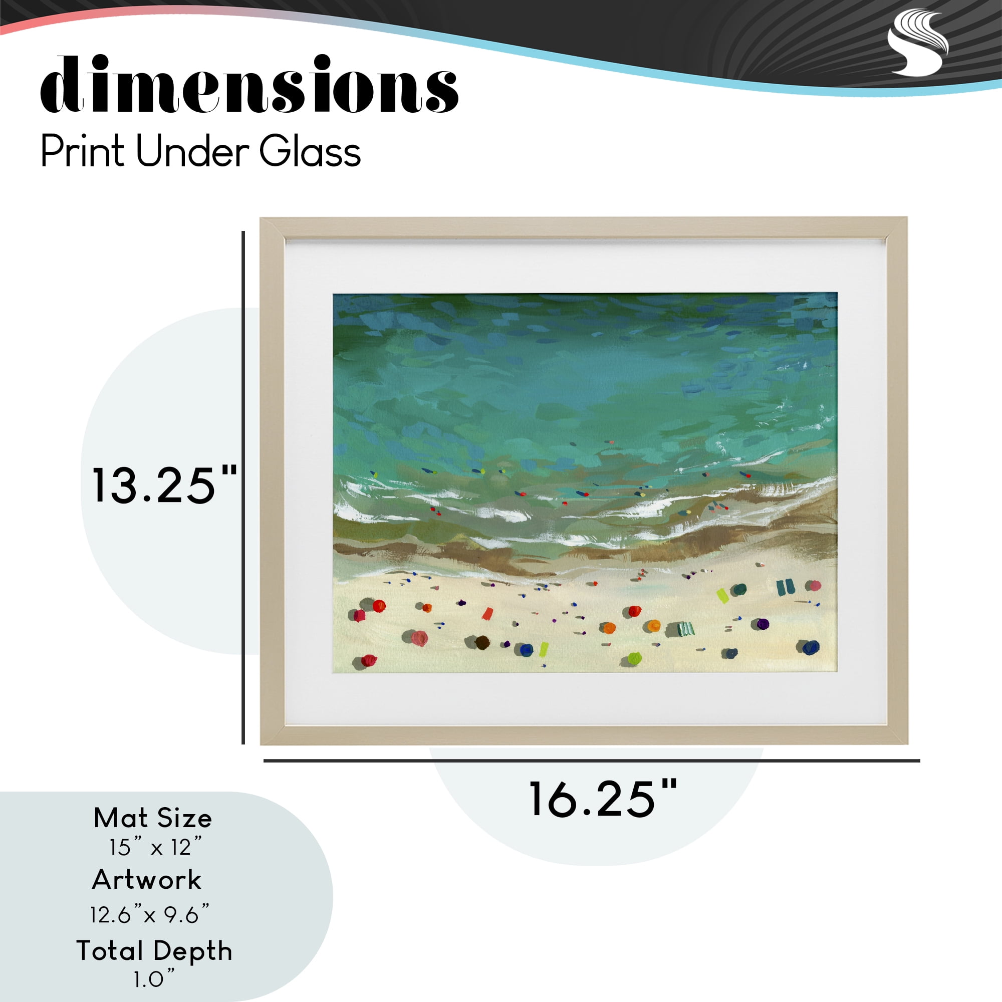Stupell Industries Aerial Turquoise Shoreline Birch Framed Print Under Glass, design by Brook Page
