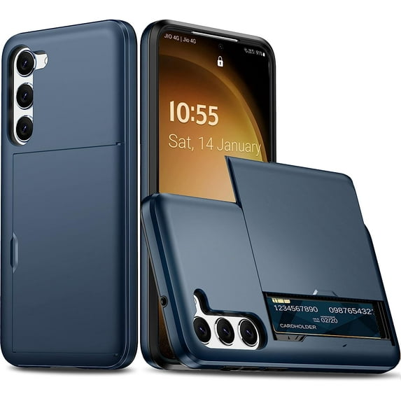 For Samsung Galaxy S23 Plus Case 5G 6.6 inch with Card Holder, Slim Dual Layer Heavy Duty Protective Case Hidden Card Slot Wallet Case for Samsung S23 Plus 2023 (Blue)