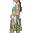thumbnail image 2 of Balery Watercolor African Animals Wildlife Vestidos sueltos de manga corta para mujer, vestidos de verano 2025, vestidos casuales de corte A con vuelo., 2 of 6