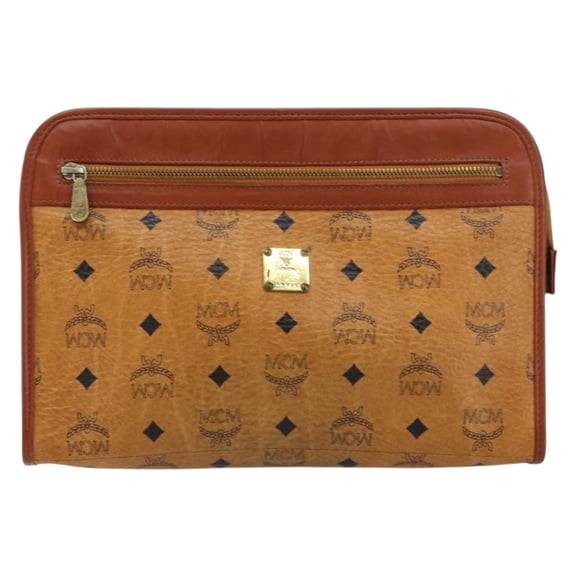 Pre-Owned MCM Visetos Pvc Brown Canvas Clutche & Pouche Bag