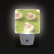 Cute Sheep Playing on The Lawn LED Night Light with Smart Sensor Plug Into Wall Dusk to Dawn 2 packs