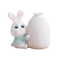 thumbnail image 2 of Easter Bunny Figurine, Resin Vase For Dried Flowers, Adorable Bunny-Shaped Home Decor With Sweater, Tabletop And Holiday Decoration, 2 of 7