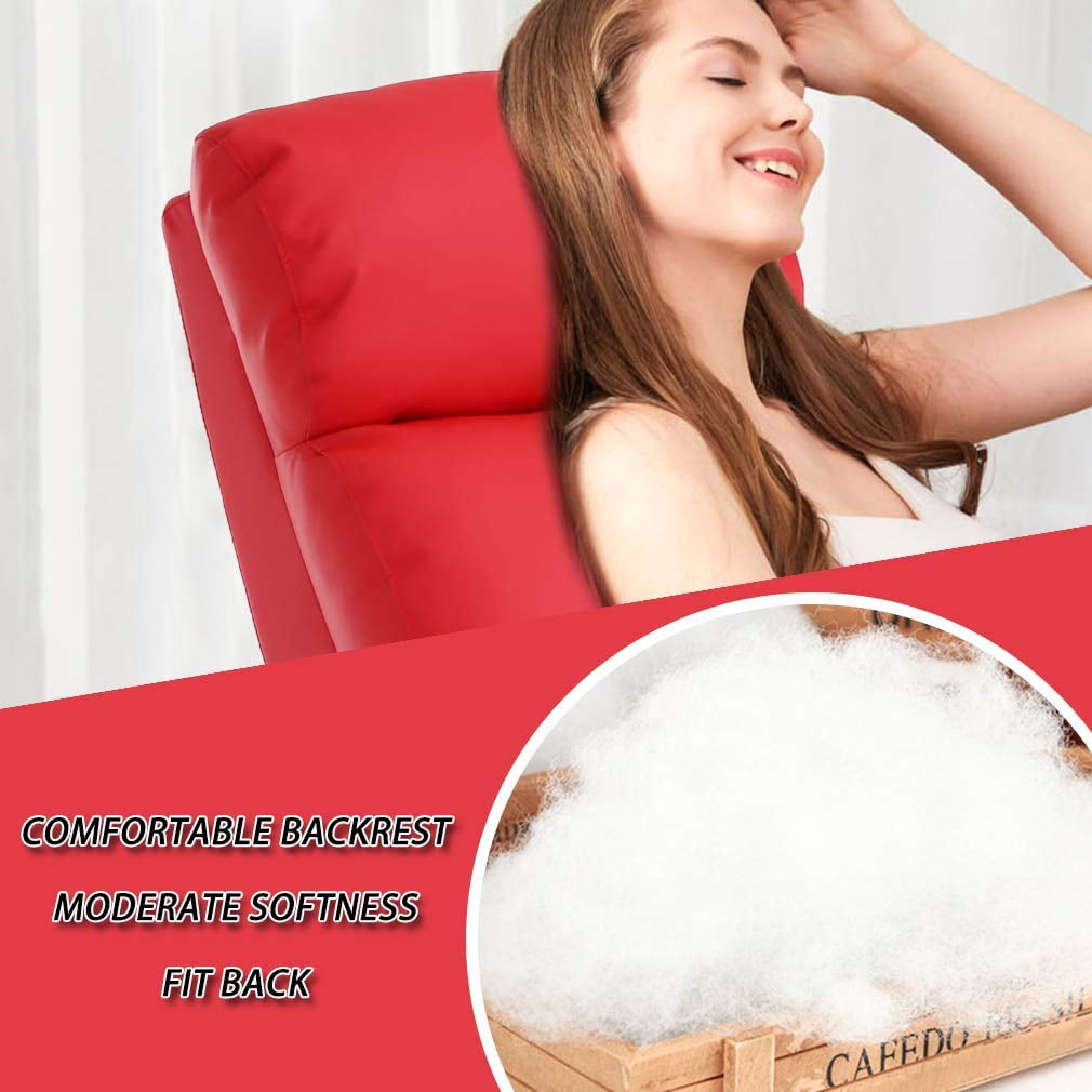 YRLLENSDAN Leather Recliner Chairs for Adults, Manual Push Back Recliner Chair, Massage Recliner Chair for Living Room, Single Sofa Chair Reclinable, Relaxing Home Theater Seating, Red