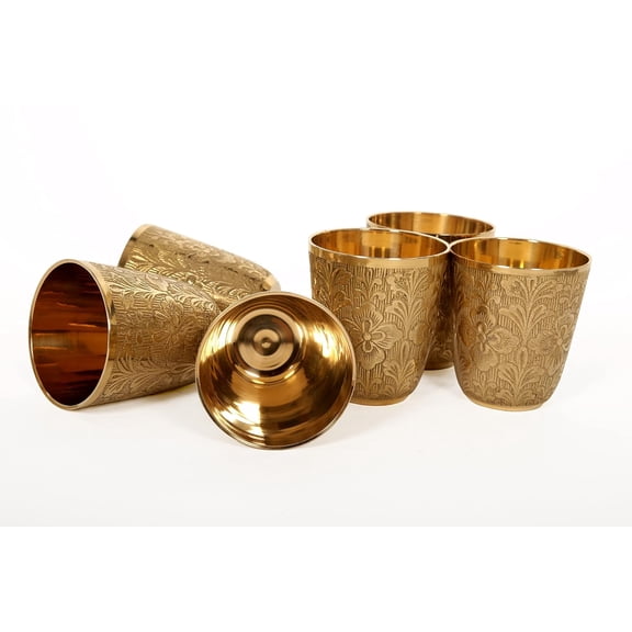 Brass Etched Glasses | PITAL TUMBLERS | Set of Glasses | DRINKWARE | Water&Juice Glass |