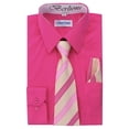 thumbnail image 2 of Berlioni Kids Boys Slim Fit Long Sleeve Dress Shirt With Tie & Hanky Fuchsia, 2 of 2