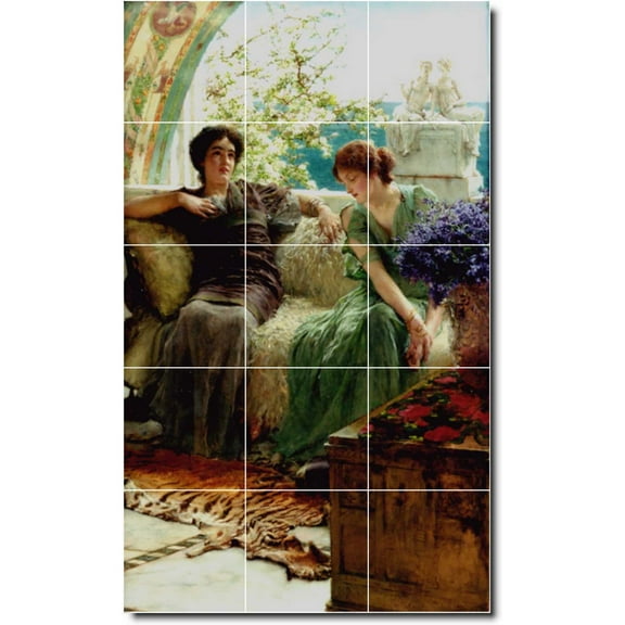 Ceramic Tile Mural-Lawrence Alma-Tadema Women Painting 202. 12.75" w x 21.25" h using (15) 4.25 x 4.25 ceramic tiles