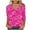 Hot Pink, variant on VALMASS Valentine's Day 3/4 Sleeve V Neck Shirts Women Casual Cute Heart Print Tee Plus Size Pullover Tops (L, White)