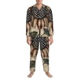 thumbnail image 3 of Sikiie USA Sunflower Flag Mens Pajama Set, Soft Warm Long Sleeve Sleepwear, Cozy Button-Down Pjs for Men-XX-Large, 3 of 7