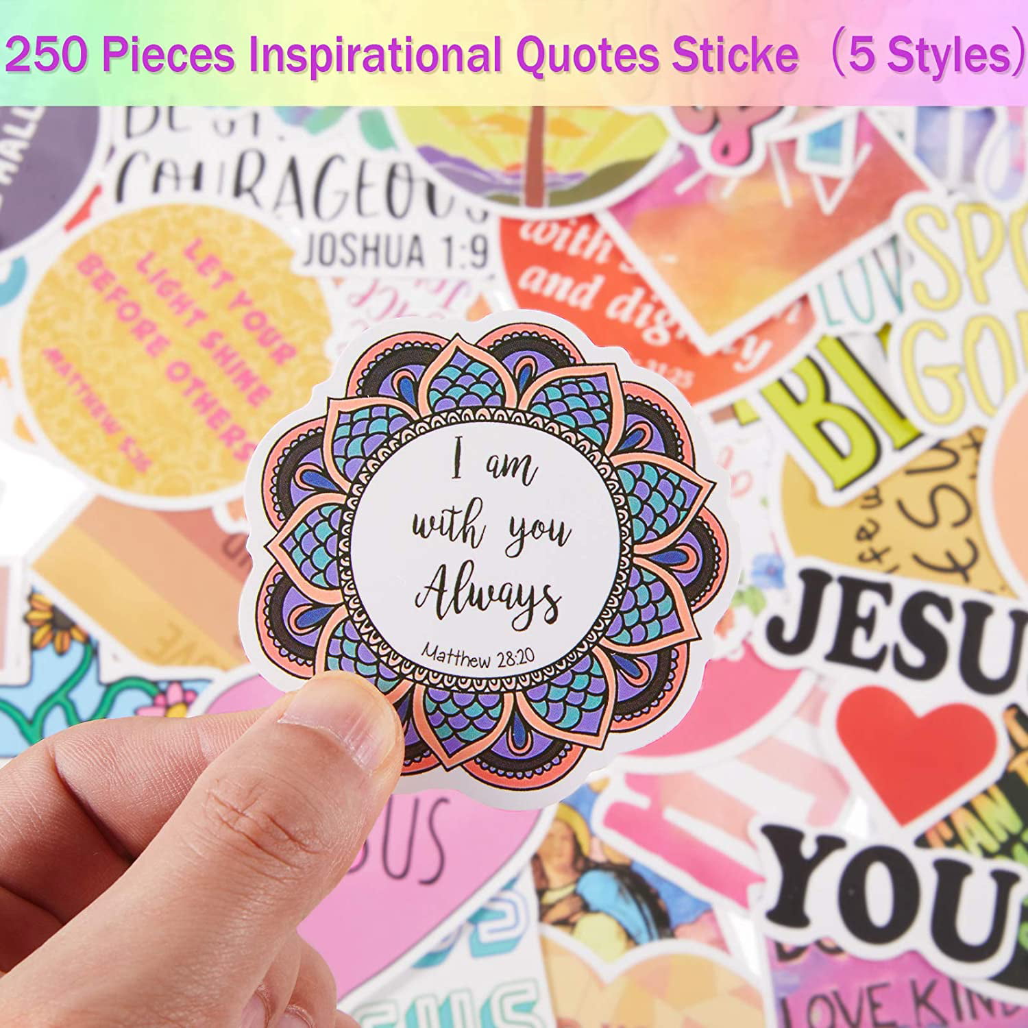 250 Pieces Mixed Inspirational Stickers Motivational Jesus Faith Sticker Laptop Water Bottle Sticker Positive Quotes Vinyl Stickers Encourage Aesthetic Wisdom Word Stickers Decal