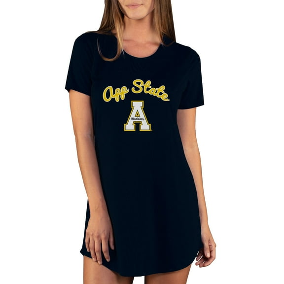 Women's Concepts Sport Black Appalachian State Mountaineers Marathon Nightshirt