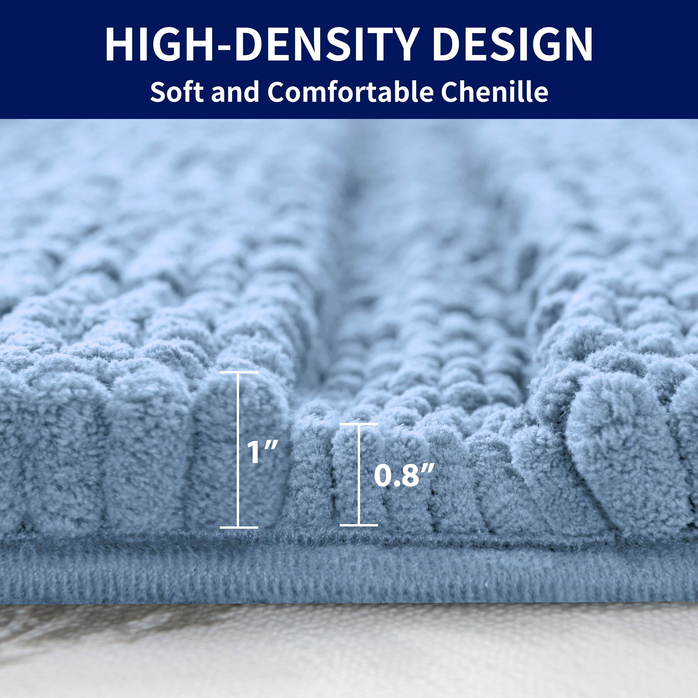 Subrtex Bathroom Rugs Non-Slip Chenille Soft Striped Plush Bath Mat (Light Purple, 20"x32")