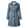 thumbnail image 5 of Tqcoqu Pea Coats For Women Wool Blend Stand Collar Single Breasted Trench Coat Fashion A-Line Fall Winter Jackets, 5 of 10
