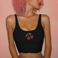 thumbnail image 2 of Crop Top Blouse for Women Cherry Print Rib Sleeveless Y2K Camisole Sexy Cami Sling Tank Top Summer Teen Girl Vest, 2 of 7