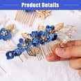 thumbnail image 6 of Vocoste 4 Pcs Rhinestone Hair Comb Hair Piece for Bride Wedding Flower Side Comb Headpiece Deep Blue, 6 of 7