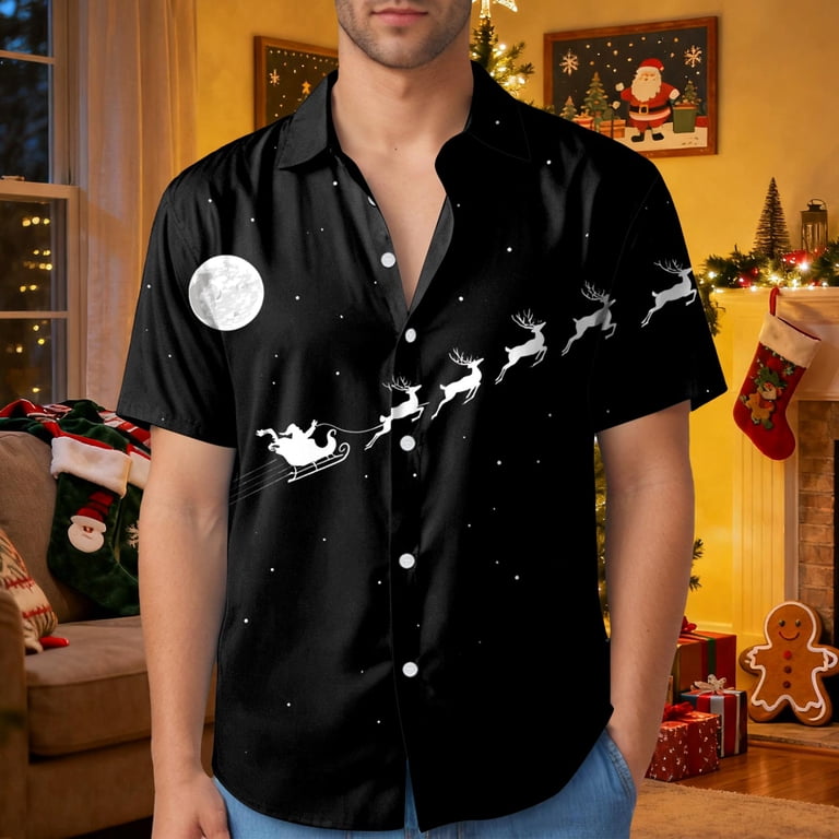 holiday dress shirt men christmas floral shirt Short Sleeve Casual Printed Button Down Tropical Shirt Summer Beach Hawaii Shirts 26wedding-2