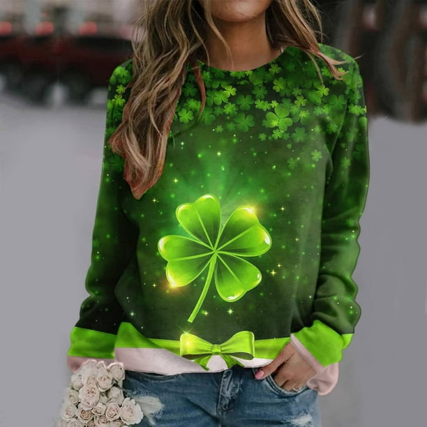 Up to 30% off, zanvin Womens St. Patrick's Day Casual Sweatshirt Long  Sleeve Shirts Irish Cute Pullover Tops,Green,M 