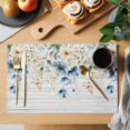 thumbnail image 2 of Blue Flowers Placemats Set of 6, Leaf Watercolor Wildflowers Plants Wood Grain Non-Slip Place Mats Washable Table Mats for Kitchen Dining Table Decorations Indoor/Outdoor, 2 of 9
