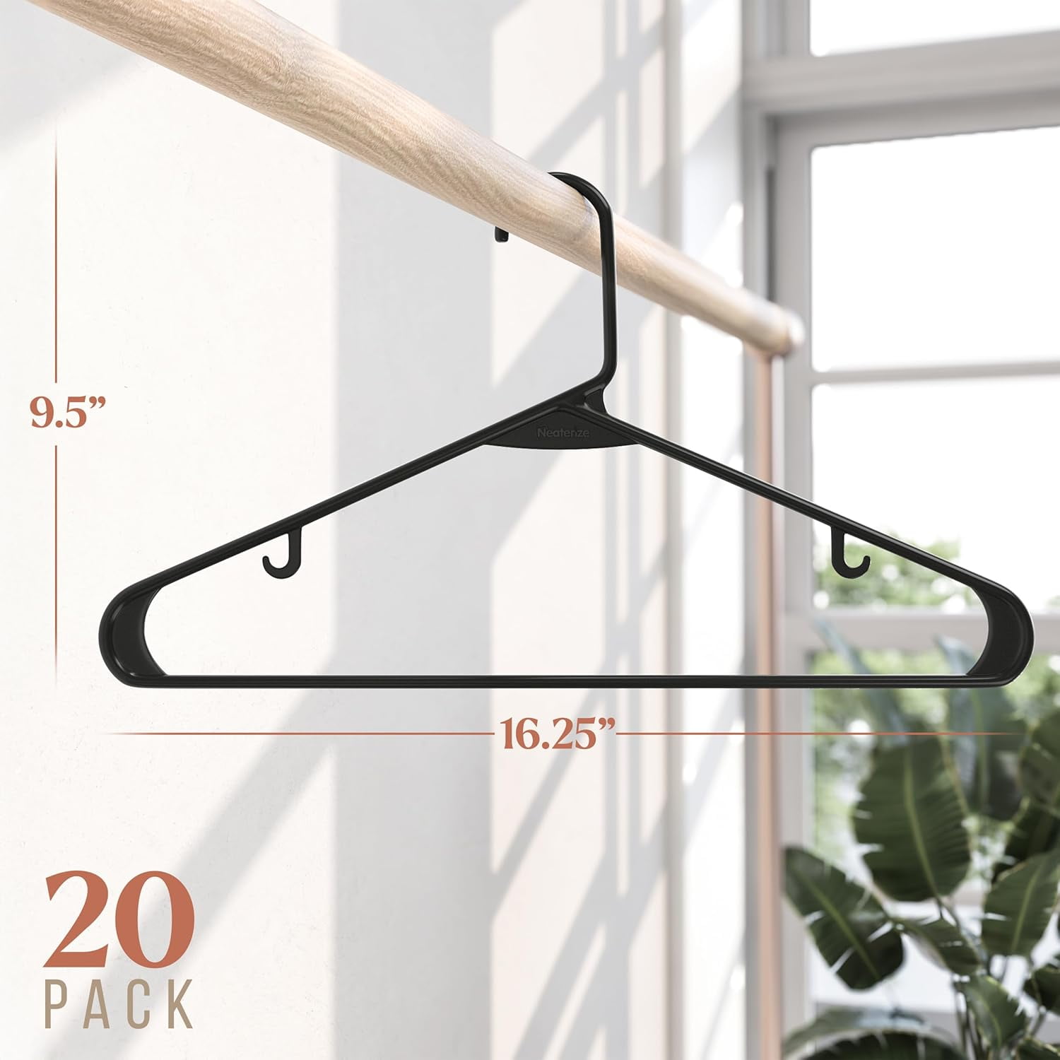 Plastic Hangers 20 Pack Grey - Clothes Hangers - Makes The Perfect Coat Hanger and General Space Saving Hangers for Closet and New Apartment Essentials - Percheros Ganchos para Colgar Ropa Hangars