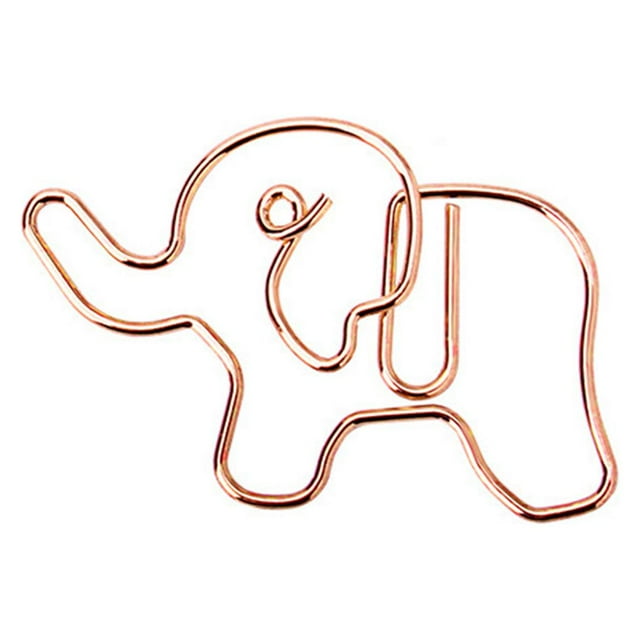 facefd 30Pcs Paper Clip Animal Envelope Clips Bookmark Pin Students Mini Novelty File For Business Stationery Supplies Elephant/Rose Gold