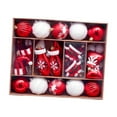 thumbnail image 2 of Set de 45 adornos navideños para árbol de Navidad, bolas colgantes surtidas. Rojo Blanco, 2 of 9