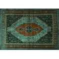 thumbnail image 1 of Ahgly Company Machine Washable Indoor Rectangle Persian Turquoise Blue Traditional Area Rugs, 2' x 5', 1 of 4