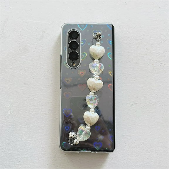 Clear Case Compatible with Samsung Galaxy Galaxy Z Fold 4 with Lanyard Strap Ultra Thin Case for Women Girls