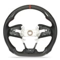 thumbnail image 2 of Volant de Course Sport, Volant de Voiture Cuir Perforé Fond Plat Type D Surface Brillante Fibre de Carbone Résistant à l'Oxydation, 2 of 7
