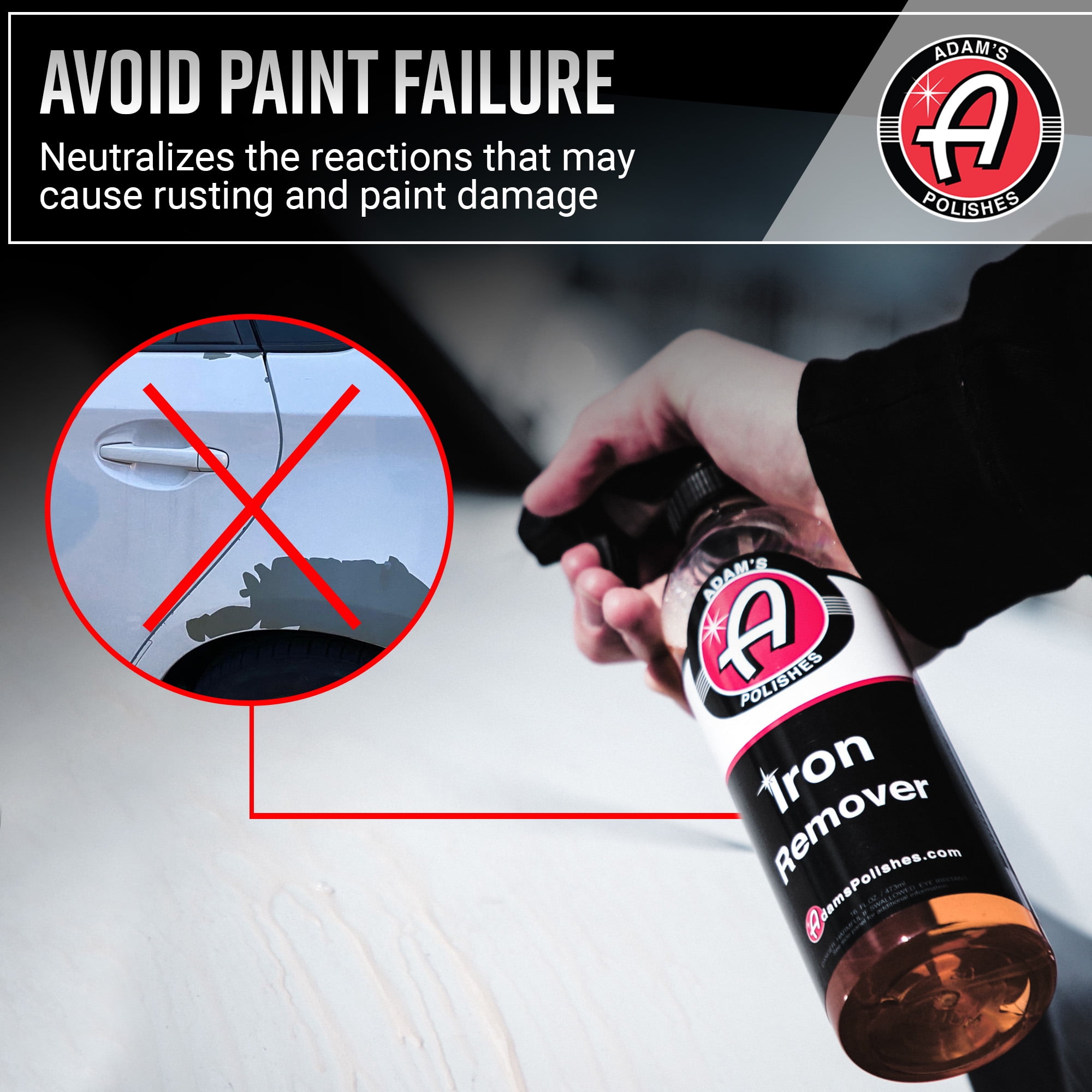 Adam's Polishes Iron Remover (16oz) - Iron Out Fallout & Stop Rust Remover Spray for Car Detailing - Removes Iron Particles in Auto Paint, Wheels, Motorcycle, RV & Boat - Use Before Clay Bar, Wax or