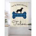 thumbnail image 2 of Sheer Curtains 63 Inch Length, Blue Black Buffalo Checkered Semi Sheer Curtains Light Filtering Window Treatment, Bones Cute Dogs Pets Privacy Voile Drapes for Living Room Bedroom 52x63 Inch, 2 of 7