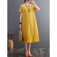 thumbnail image 3 of Vestido holgado de mujer con bolsillos, manga corta, vestido informal de fiesta, 3 of 8