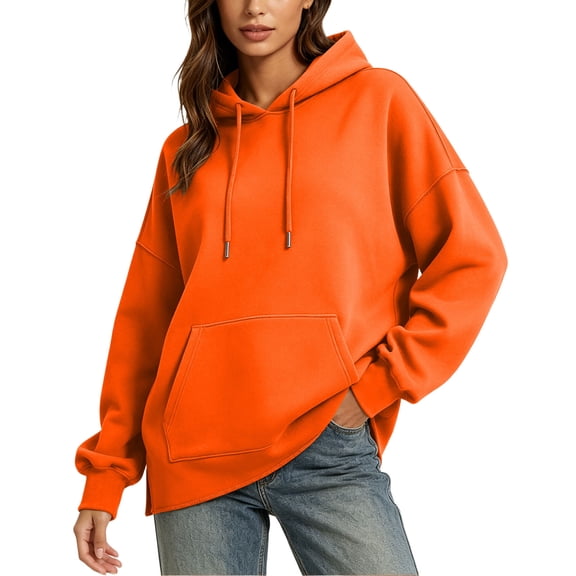Lyrcatrment Oversized Hoodies for Women Fall Fashion Pullover Sweatshirt Plain Pullover Loose Casual Hooded Long Sleeve Sweat Shirts