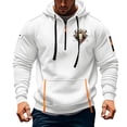 thumbnail image 3 of Jinhomg Men's Tactical Cargo Hoodie Big and Tall Comfy Quarter Zip Sweatshirts Casual Loose Multi-Pocket Athletic Hooded Pullover Clearance Items for Women White XL, 3 of 5