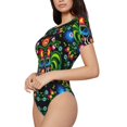 thumbnail image 2 of Easygdp Roosters and Flowers Women's One-Piece Swimsuit Slim Fit Crew Neck Bodysuit Athletic Swimwear with Concealed Buckle - X-Large, 2 of 9